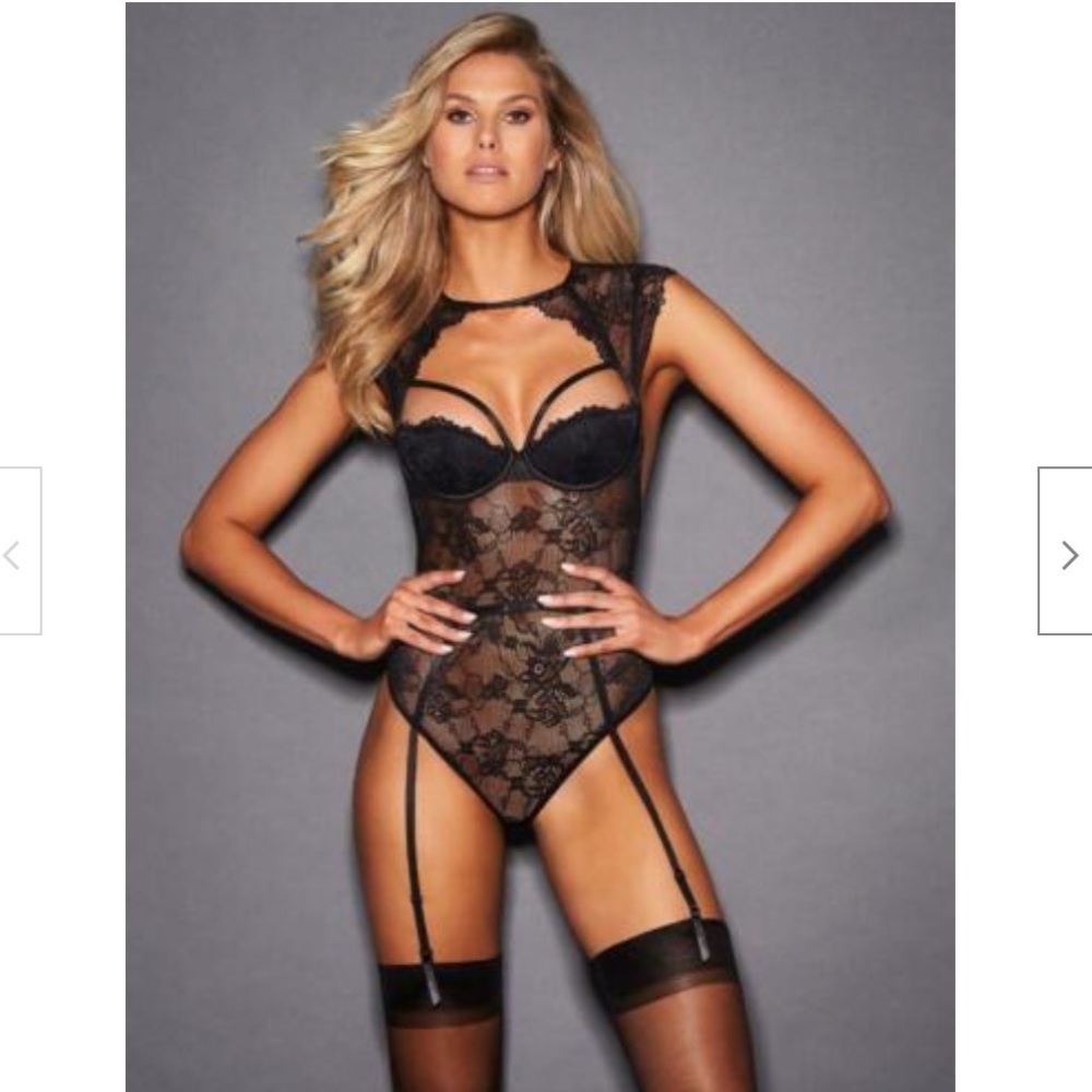 Frederick’s of Hollywood Black Lace Teddy/Bodysuit, Size M